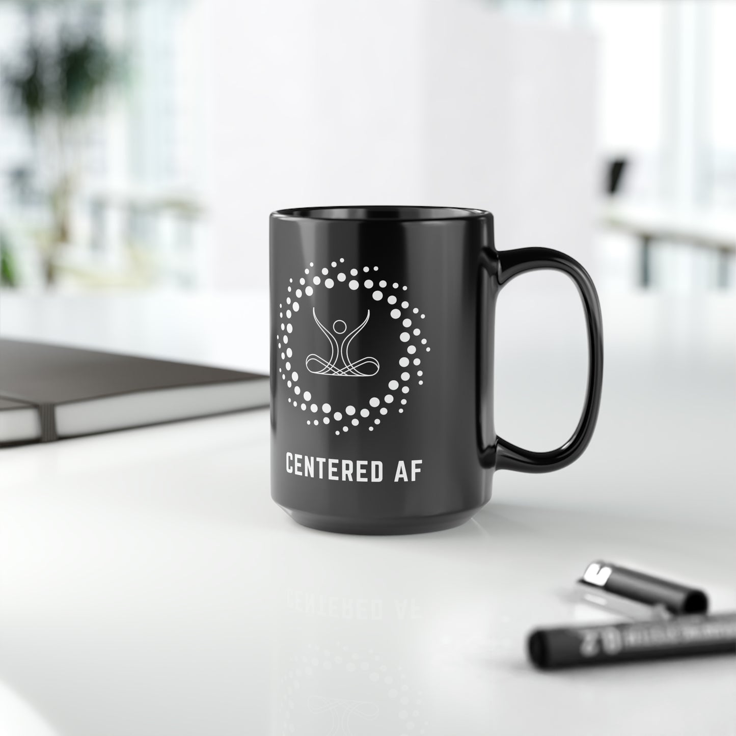 Centered AF Black Mug, 15oz