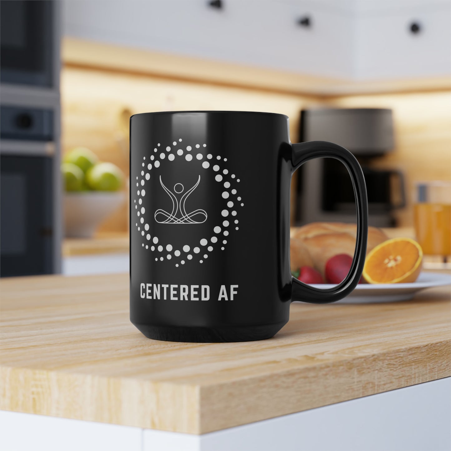 Centered AF Black Mug, 15oz