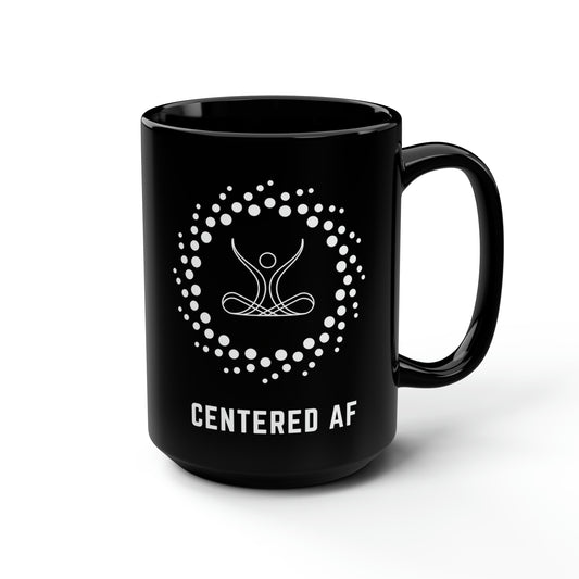 Centered AF Black Mug, 15oz